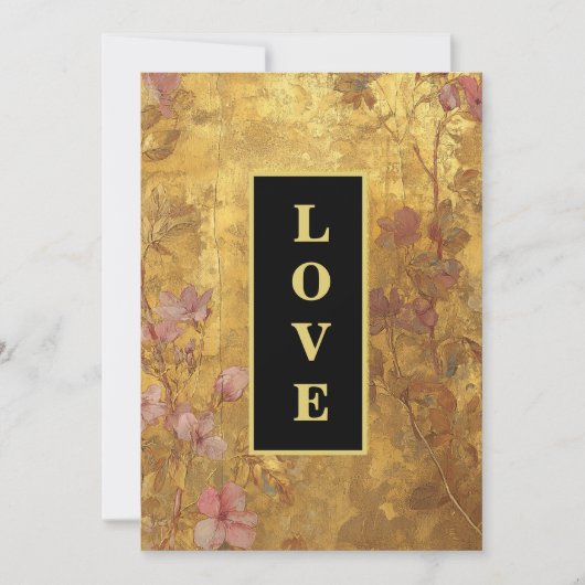 *~ QR  Gold LOVE AR66 RSVP Vintage Wedding Kaart (Voorkant)