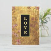 *~ QR  Gold LOVE AR66 RSVP Vintage Wedding Kaart (Staand voorkant)