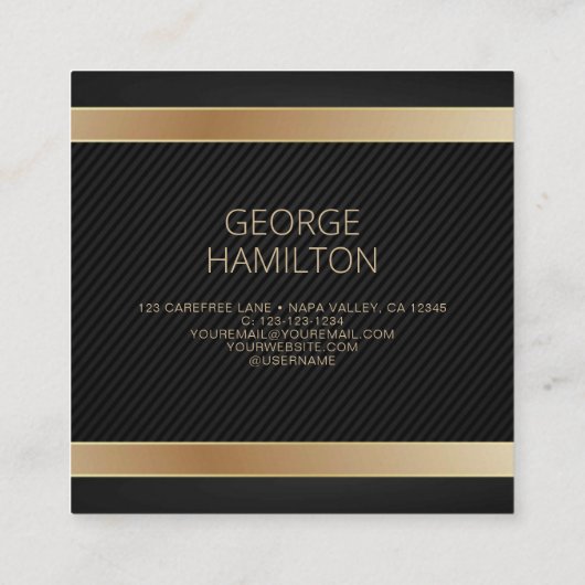 QR Gold Modern profiel Vierkante Visitekaartje (Achterkant)