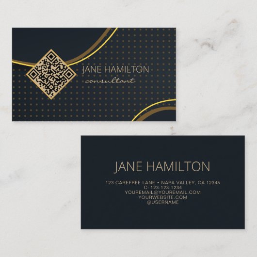 QR Gold Modern Visitekaartje (Voorkant / Achterkant)