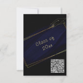 QR Gold Navy Blue Afstuderen Invitation Kaart (Achterkant)