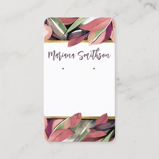 QR Gold Pastel Foliage Earning Display Kaart Visitekaartje (Voorkant)