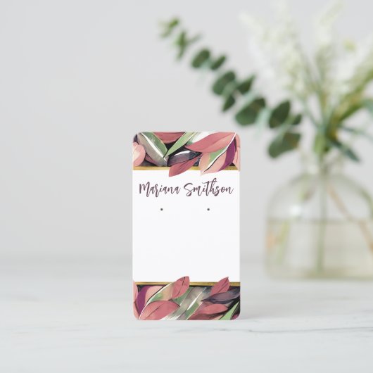 QR Gold Pastel Foliage Earning Display Kaart Visitekaartje (Staand voorkant)