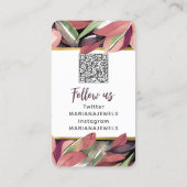 QR Gold Pastel Foliage Earning Display Kaart Visitekaartje (Achterkant)