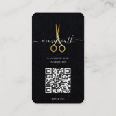 QR Gold Scissor Haarstylist Visitekaartje (Achterkant)