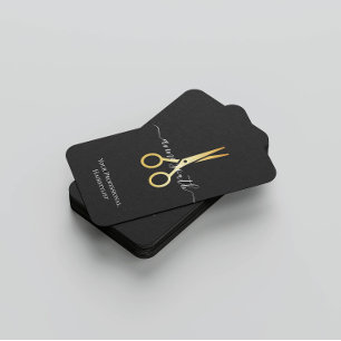 QR Gold Scissor Haarstylist Visitekaartje
