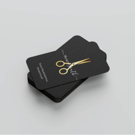 QR Gold Scissor Haarstylist Visitekaartje