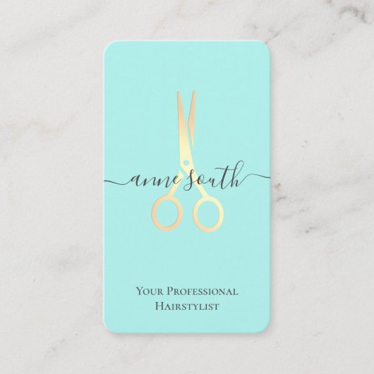 QR Gold Scissor Haarstylist Visitekaartje (Voorkant)