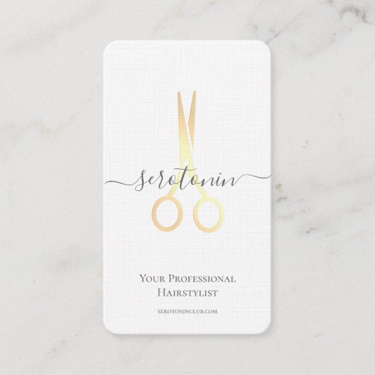 QR Gold Scissor Haarstylist Visitekaartje (Voorkant)