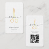 QR Gold Scissor Haarstylist Visitekaartje (Voorkant / Achterkant)