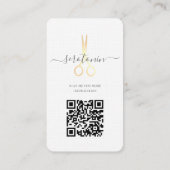 QR Gold Scissor Haarstylist Visitekaartje (Achterkant)