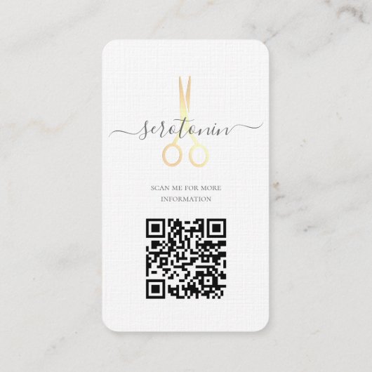 QR Gold Scissor Haarstylist Visitekaartje (Achterkant)