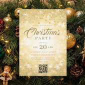 QR Gold Winter Diamonds Glitter Christmas Party Kaart