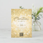 QR Gold Winter Diamonds Glitter Christmas Party Kaart (Staand voorkant)
