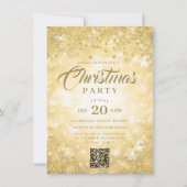 QR Gold Winter Diamonds Glitter Christmas Party Kaart (Voorkant)