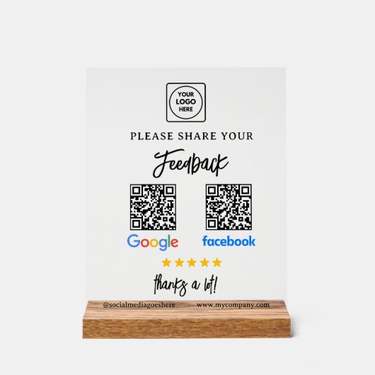 QR Google Facebook Review Acrylschild Acryl Bord (Voorkant)