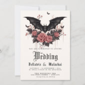 QR Gothic Rosewood Rozen Zwart Bat Boeket Kaart (Voorkant)