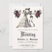 QR Gotische Rozenhout Boeket Skelet Paar Kaart (Voorkant)