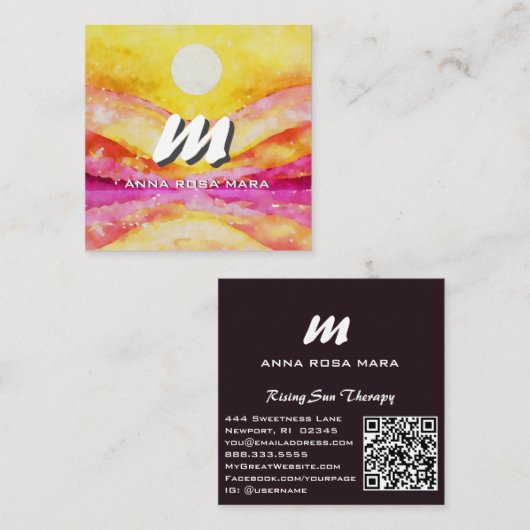 *~* QR GOUDROZE Abstract Landschap Natuur AP93 Vierkante Visitekaartje (Voorkant / Achterkant)