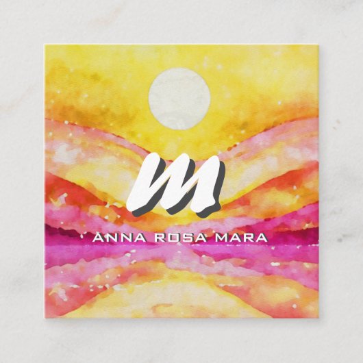 *~* QR GOUDROZE Abstract Landschap Natuur AP93 Vierkante Visitekaartje (Voorkant)