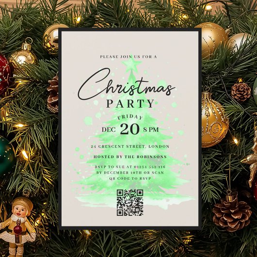 QR Groene Kerstboom Kerstfeest Kaart