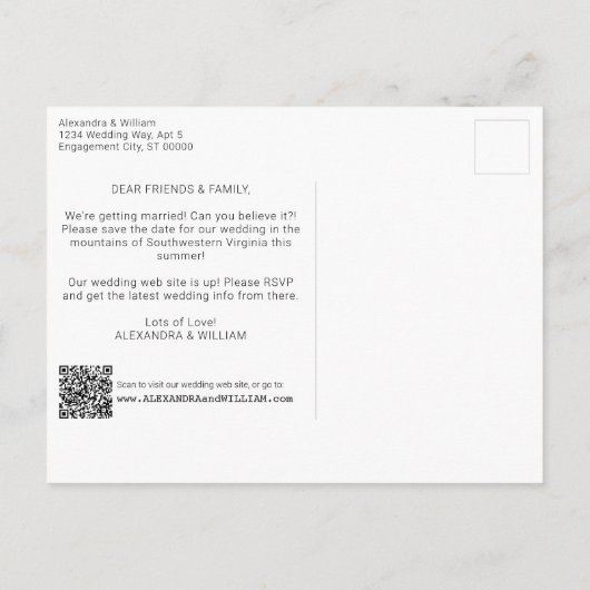 QR het Manuscript van de Foto van de Code Nota Mod Aankondigingskaart (Achterkant)