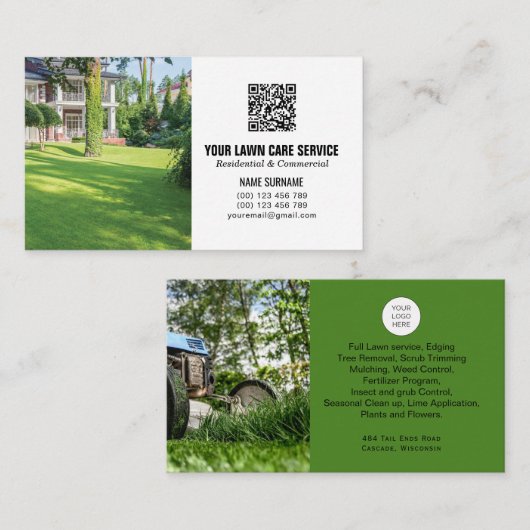 QR het visitekaartje van de Zorg van de Code Lawn  (Voorkant / Achterkant)