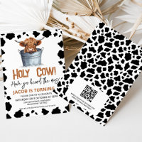 QR Highland Koe in emmer Koe Print 1st Verjaardag