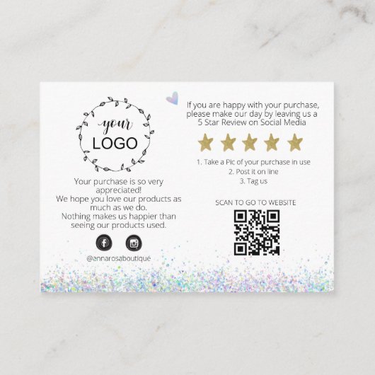 *~* QR Holo RAINBOW - DANK U LOGO AP8 Review Informatiekaartje (Achterkant)