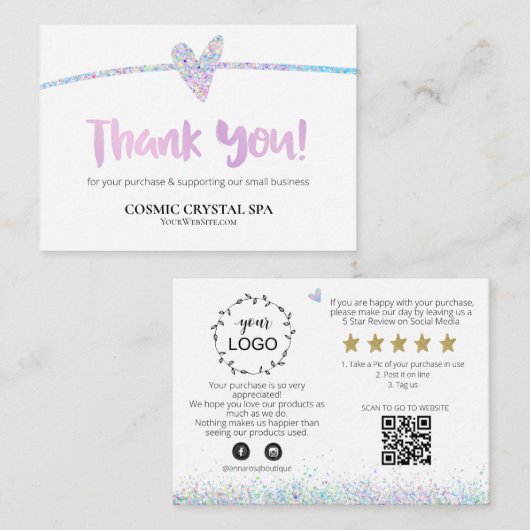 *~* QR Holo RAINBOW - DANK U LOGO AP8 Review Informatiekaartje (Voorkant / Achterkant)