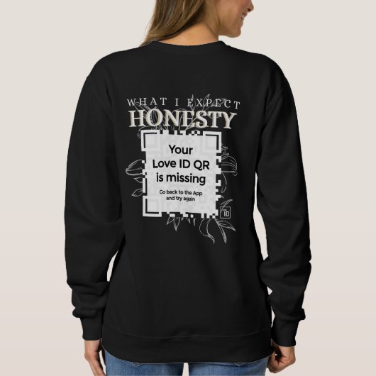 QR - "HONESTY - FLOWERS" - What I Expect Trui (Achterkant)