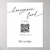 QR Honeymoon Fund Wedding Reception Donatie Sign Poster (Voorkant)