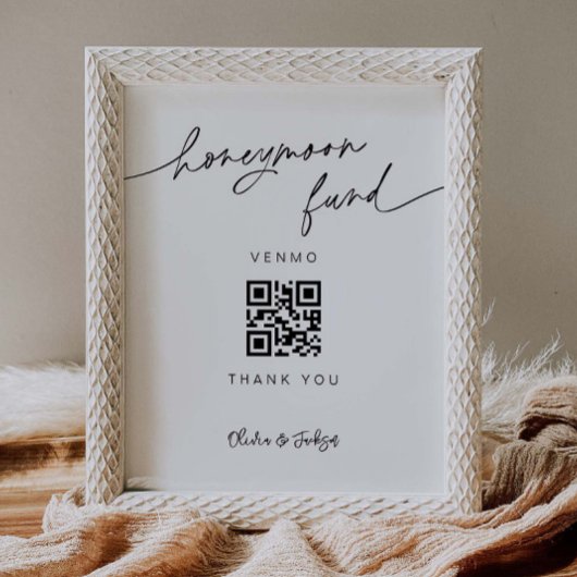 QR Honeymoon Fund Wedding Reception Donatie Sign Poster