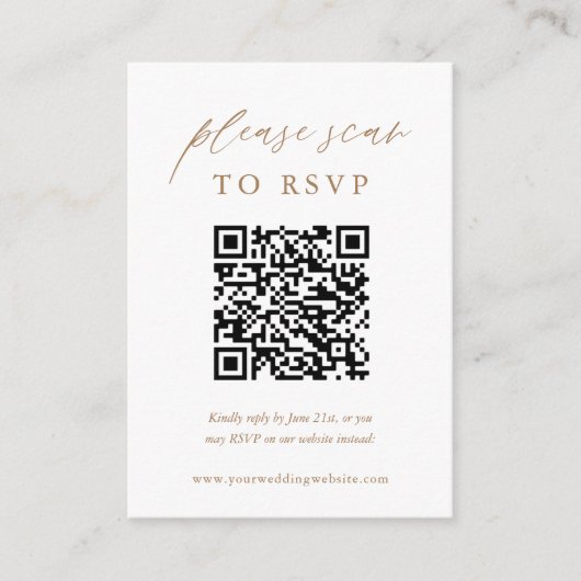 QR-huwelijk scan om gouden foto RSVP Informatiekaartje (Voorkant)