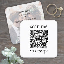 QR Huwelijks RSVP Eenvoudige Foto & Klassieke Typo