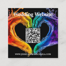 🌈❤️QR + Huwelijksdetails Hart van Pride-huwelijk Informatiekaartje