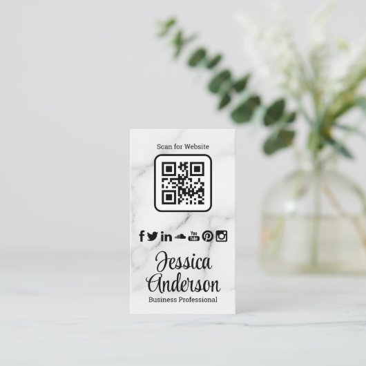 Qr | Icons voor sociale media | Marketing Visitekaartje (Staand voorkant)