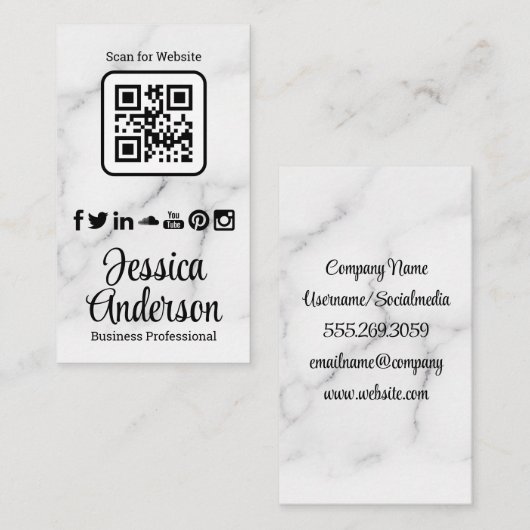 Qr | Icons voor sociale media | Marketing Visitekaartje (Voorkant / Achterkant)