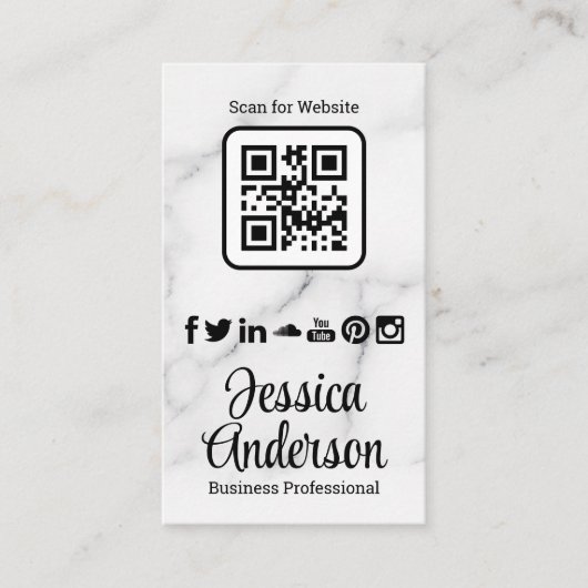 Qr | Icons voor sociale media | Marketing Visitekaartje (Voorkant)