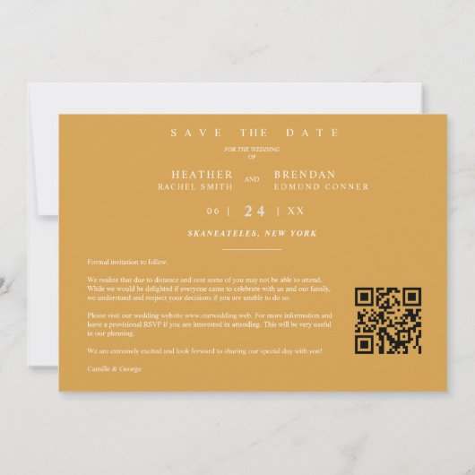 QR in Exquisite fancy Archt Photo Wedding Save The Date (Achterkant)