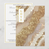 *~ QR Ivoor LIEFDE AR66 RSVP Agaat Bruiloft Kaart (Voorkant / Achterkant)