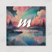 *~* QR Kleurrijk Modern Abstract vet AP93 Vierkante Visitekaartje (Voorkant)