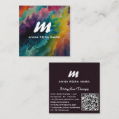 *~* QR Kleurrijk Modern Abstract vet AP93 Vierkante Visitekaartje (Voorkant / Achterkant)