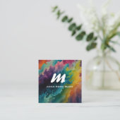 *~* QR Kleurrijk Modern Abstract vet AP93 Vierkante Visitekaartje (Staand voorkant)