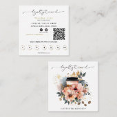 *~* QR koffie om te gaan glitter hart beloont bloe Klantenkaartje (Voorkant / Achterkant)