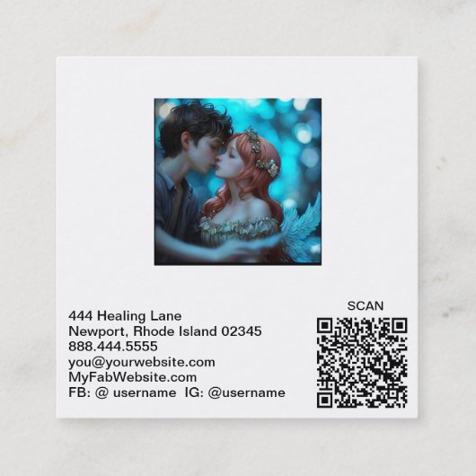 *~* QR Koppel AP55 Engelen Marital Counseling Vierkante Visitekaartje (Achterkant)