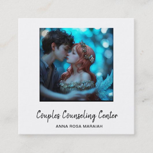 *~* QR Koppel AP55 Engelen Marital Counseling Vierkante Visitekaartje (Voorkant)
