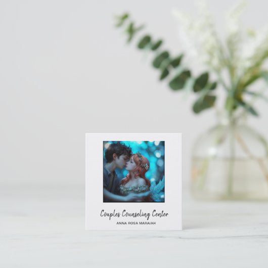 *~* QR Koppel AP55 Engelen Marital Counseling Vierkante Visitekaartje (Staand voorkant)