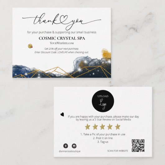 *~* QR Korting DANK U LOGO AP8 Review Informatiekaartje (Voorkant / Achterkant)