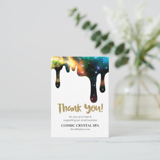 *~* QR. KOSMISCHE DRUPPEL DANK U LOGO Review AP8 Informatiekaartje (Staand voorkant)